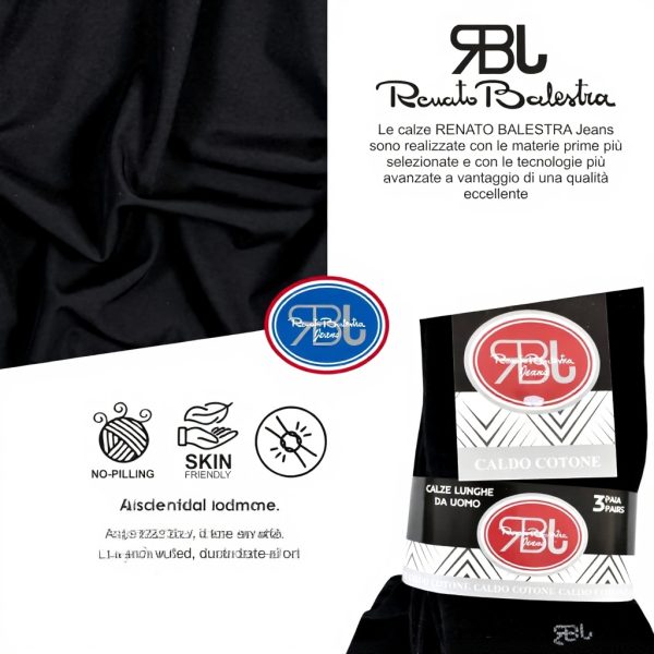 Calze invernali uomo Renato Balestra cotone caldo rinforzate