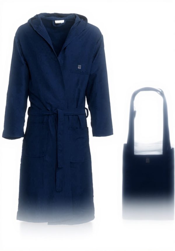 Renato Balestra Microfiber Hooded Bathrobe Blue Navy L