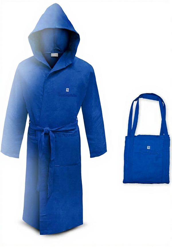 accappatoio uomo/donna con cappuccio microfibra RENATO BALESTRA con borsetta (XXL, royal)
