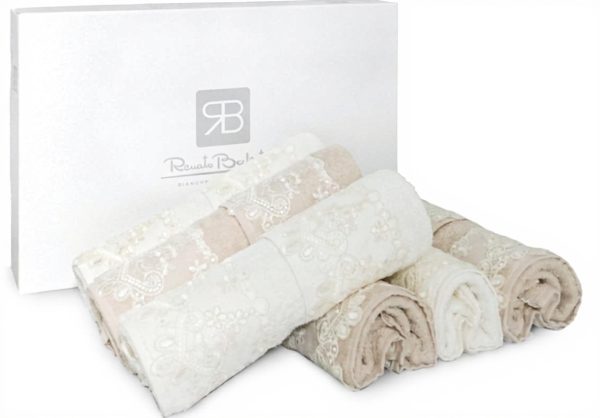 Set asciugamani Renato Balestra cotone pizzo bianco Noemi