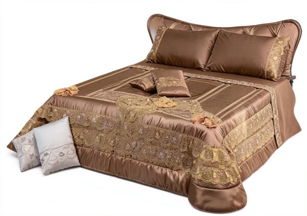 Trapunta Renato Balestra Marrone Cotone Pizzo Ipoallergenico-2