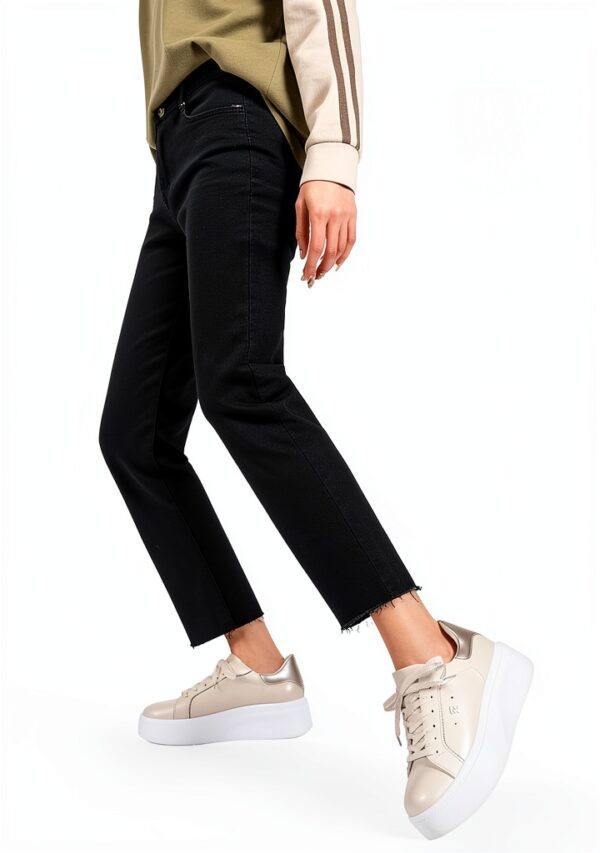 Sneakers donna Renato Balestra ecopelle beige tacco 55 cm-2