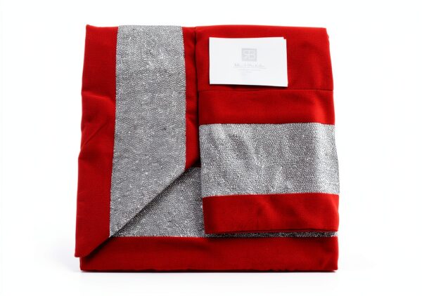 Russo Tessuti Coperta Ipoallergenica Cotone Argento Borgogna-0
