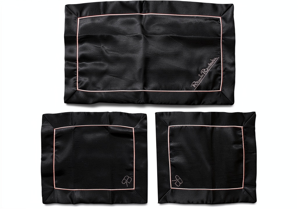 Installing Runner decorativo Renato Balestra strass nero poliestere on a wooden table