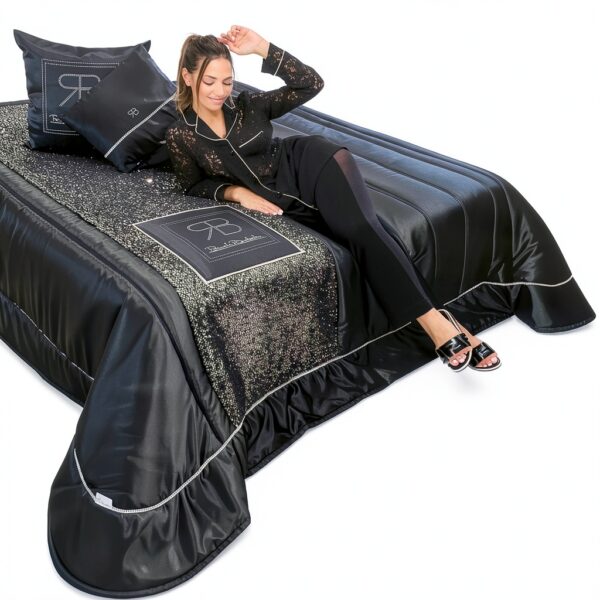 Trapunta Renato Balestra Cotone Matrimoniale Nero Lusso-2
