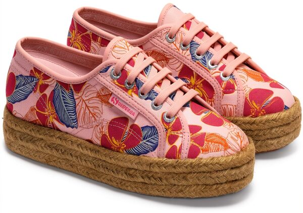 Superga wedge donna rosa low top in tela-1