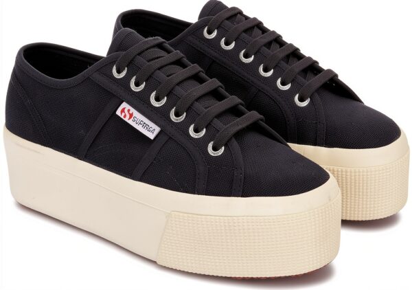 Superga wedge donna blu modello S9111LW con zeppa 4 cm in cotone-1