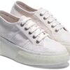 Sneaker Donna Bianco S2132LW Tomaia Cotone Traspirante Zeppa 5cm-1