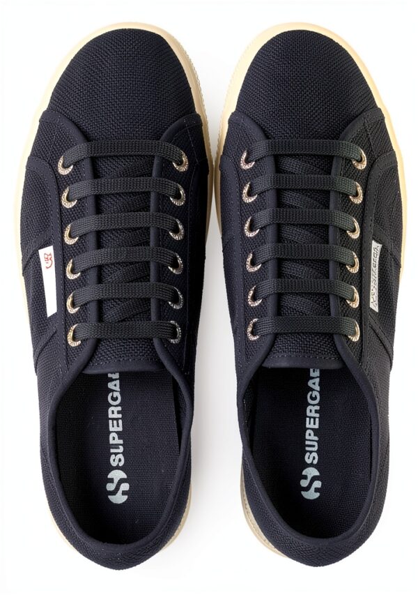 Superga wedge donna blu modello S9111LW con zeppa 4 cm in cotone-3