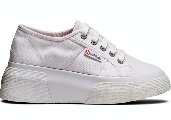 Sneaker Donna Bianco S2132LW Tomaia Cotone Traspirante Zeppa 5cm-0