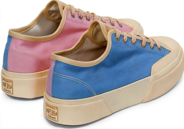 Superga Works Low Top Sneakers Denim Tinto in Filo Blu Rosa 37-46 EU-2