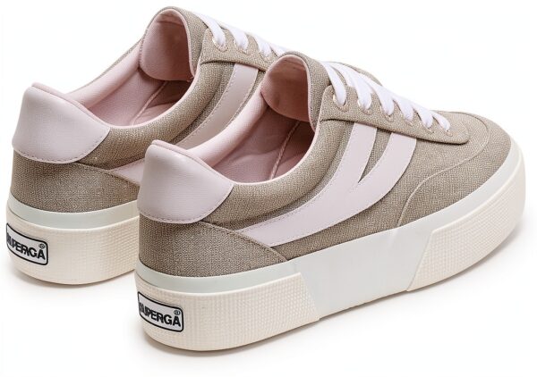 Superga 3740 Sneakers con tomaia in jersey lamè e suola alta, grigio e-2