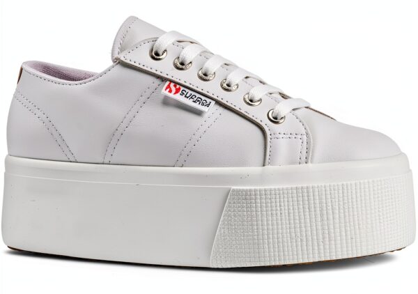Superga wedge donna bianco modello S3115BW con zeppa 4 cm in nappa-6
