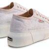 Sneaker Donna Bianco S2132LW Tomaia Cotone Traspirante Zeppa 5cm-2