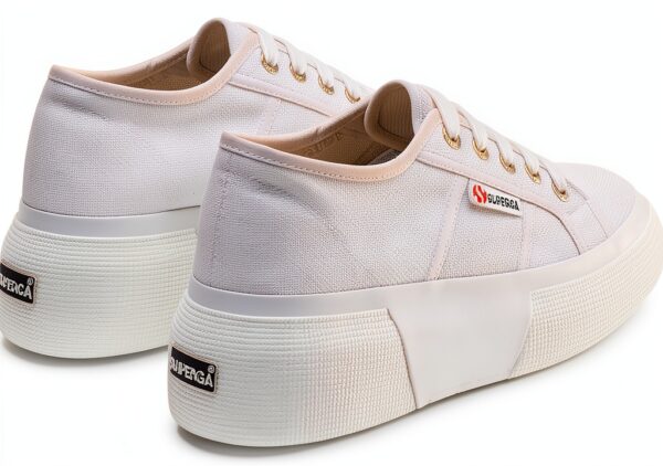 Sneaker Donna Bianco S2132LW Tomaia Cotone Traspirante Zeppa 5cm-2