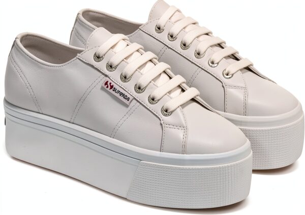 Superga wedge donna bianco modello S3115BW con zeppa 4 cm in nappa-1