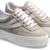 Superga 3740 Sneakers con tomaia in jersey lamè e suola alta, grigio e-1