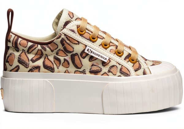 Superga Wedge Donna Beige Low Top Sneaker Casual 4cm Suola Chunky-0