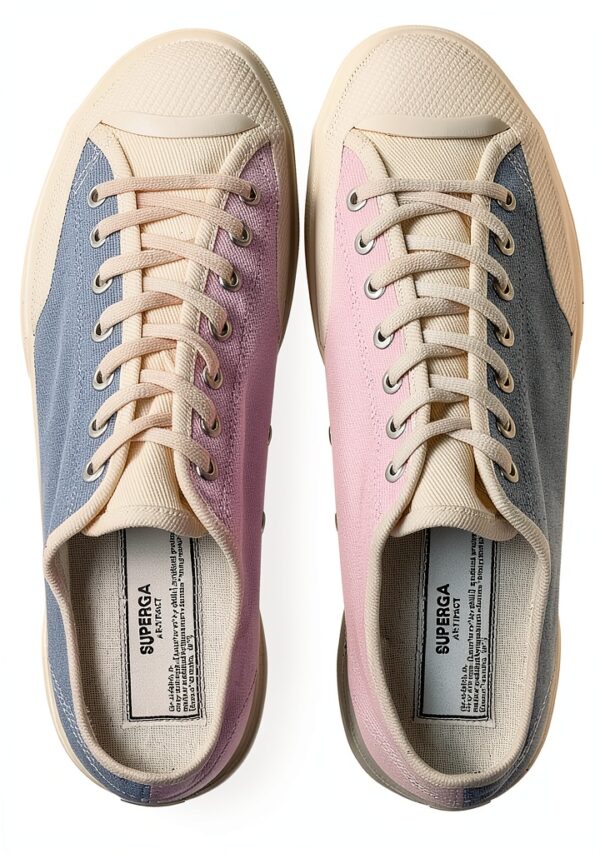 Superga Works Low Top Sneakers Denim Tinto in Filo Blu Rosa 37-46 EU-3