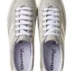 Superga 3740 Sneakers con tomaia in jersey lamè e suola alta, grigio e-3