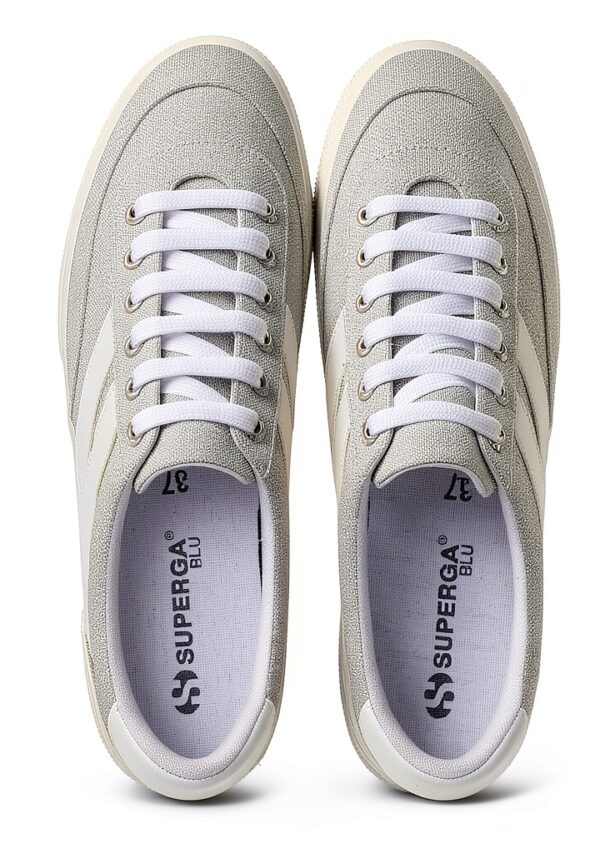 Superga 3740 Sneakers con tomaia in jersey lamè e suola alta, grigio e-3