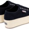 Superga wedge donna blu modello S9111LW con zeppa 4 cm in cotone-2