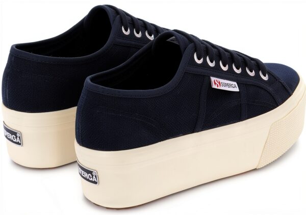 Superga wedge donna blu modello S9111LW con zeppa 4 cm in cotone-2
