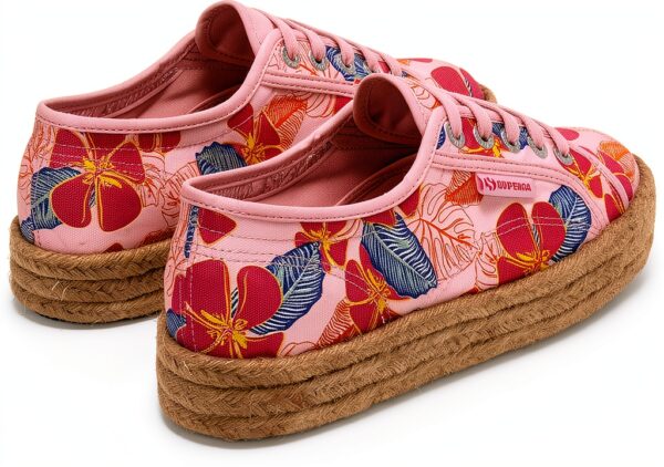 Superga Sneakers Donna Rosa 2730 Rope Hibiscus Flower Print Taglia 38-2
