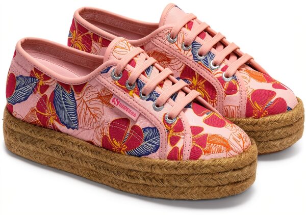SUPERGA - Sneakers,Donna,Rosa,Sportive,Modello 2730 Rope Hibiscus Flower Print,Numero: 40-1