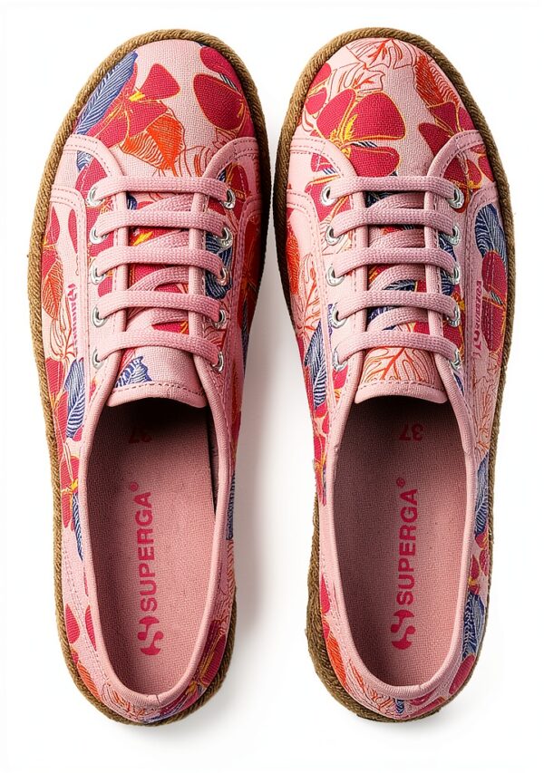 SUPERGA - Sneakers,Donna,Rosa,Sportive,Modello 2730 Rope Hibiscus Flower Print,Numero: 40-3